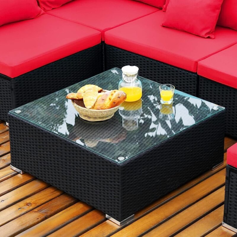 DEVOKO Patio Sectional Sofa Set (Black/Red) - Image 5