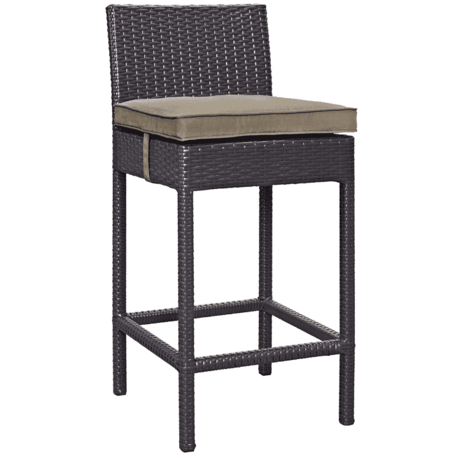 DEVOKO 5 Piece Patio Wicker Dining Bar Set Outdoor Rattan Furniture with Rectangle Table and Chairs (Dark Brown & Beige) - Image 4