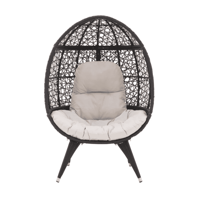 DEVOKO Wicker Egg Chair (Dark Brown/White) - Image 4