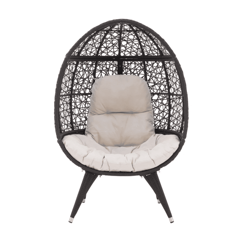 DEVOKO Wicker Egg Chair (Dark Brown/White) - Image 4