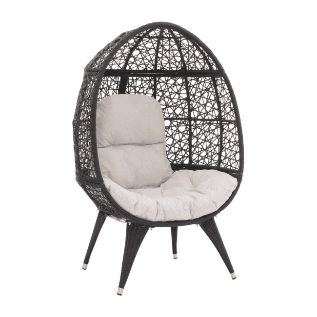 DEVOKO Wicker Egg Chair (Dark Brown/White) - Image 5