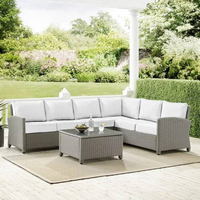 Devoko 3PCS Outdoor Wicker Rattan Furniture Set(Silver & White)