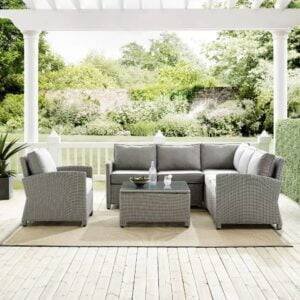 DEVOKO 4-Piece Silver Outdoor Sectional Sofa Set