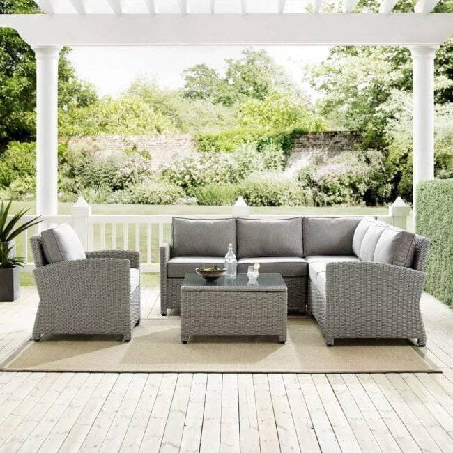 DEVOKO 4-Piece Silver Outdoor Sectional Sofa Set