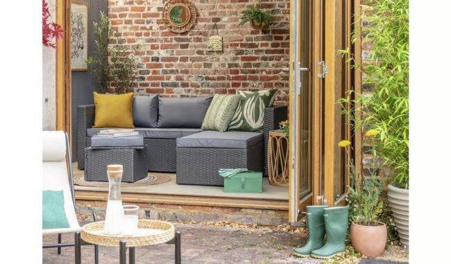 DEVOKO 3Pc Outdoor Wicker Sofa Set (Grey)