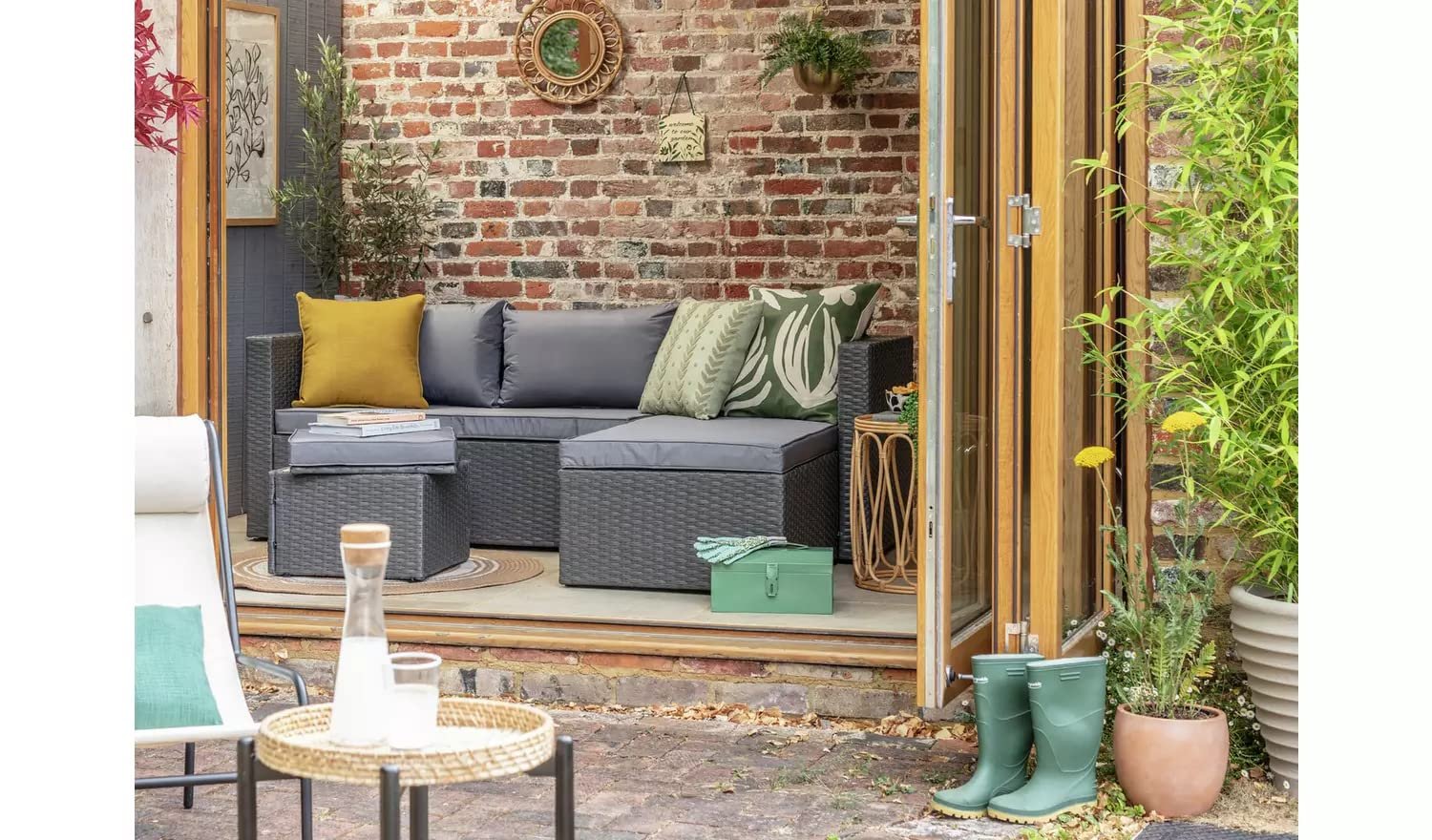 DEVOKO 3Pc Outdoor Wicker Sofa Set (Grey)