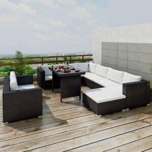 DEVOKO 6PCS L-Shape Patio Dining Set (Black & White)