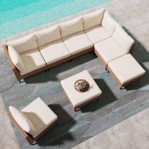 DEVOKO 6pcs Outdoor Patio Furniture Set (Beige & Off-white)