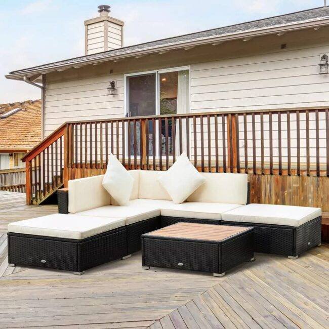 DEVOKO Waterproof Patio Furniture Set (Black/Cream)