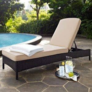 DEVOKO Outdoor Double Chaise (Dark Brown/Cream)