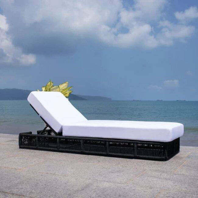 DEVOKO Rope Sun Lounger (Black/White)