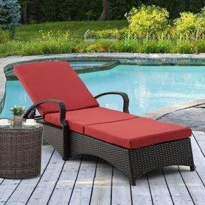 DEVOKO Patio Lounger (Dark Brown/Red)