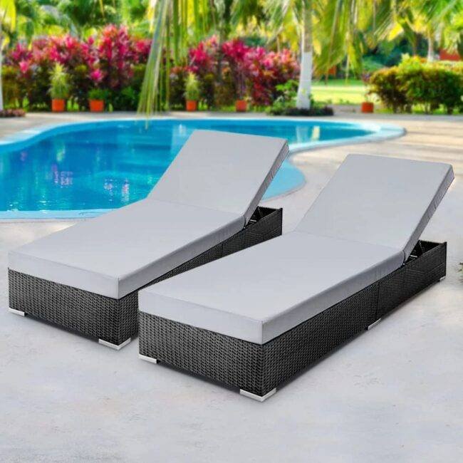 DEVOKO Chaise Lounge Chair (Black/Grey)