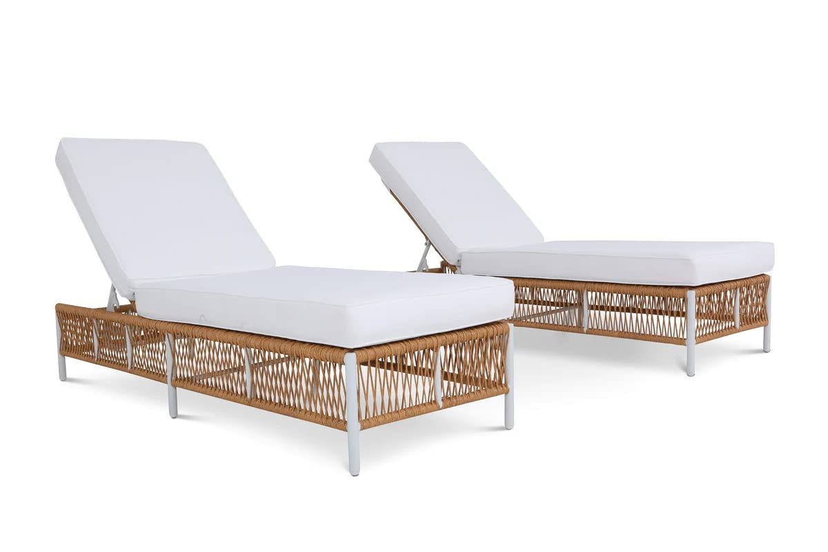 DEVOKO Rope Lounge Chairs Set (Beige/White)