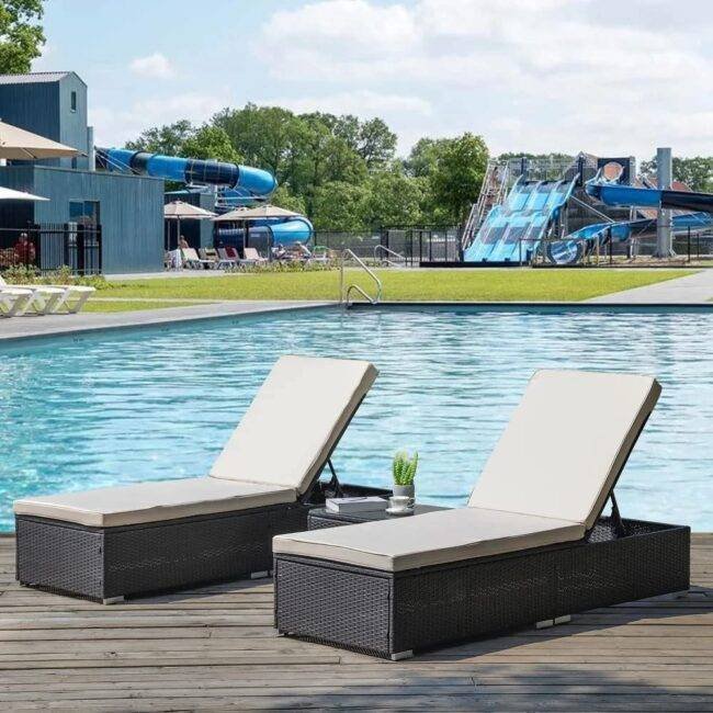 DEVOKO Lounge Chairs Set (Black/Cream)