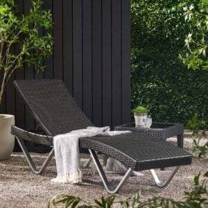DEVOKO Waterproof Wicker Rattan Sunbed (Dark Brown)