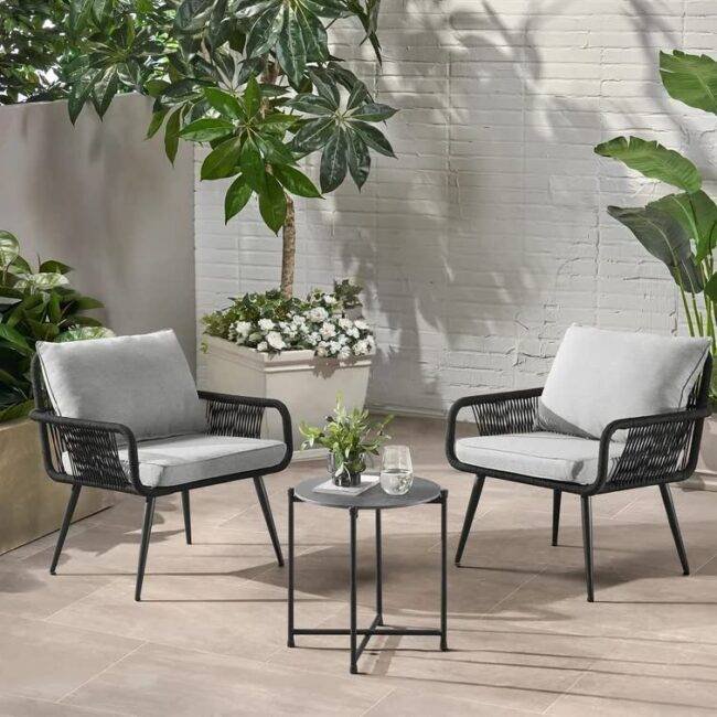 DEVOKO 3-Piece Patio Set - Black & Grey