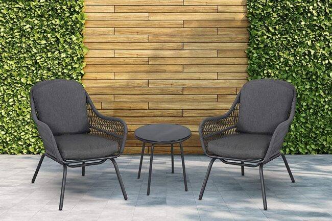 3-Piece Outdoor Conversation Set – Dark Grey