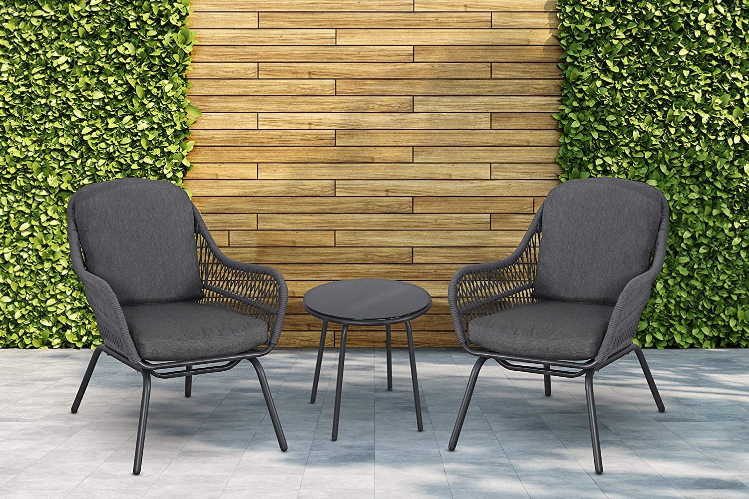 3-Piece Outdoor Conversation Set – Dark Grey