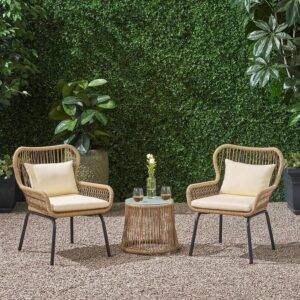 Devoko 3 Piece Patio Rope Set - Beige/Cream - Outdoor