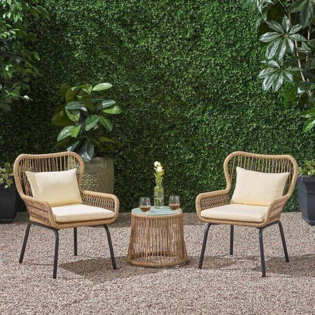 Devoko 3 Piece Patio Rope Set - Beige/Cream - Outdoor