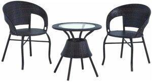 Devoko Wicker Patio Conversation Set - Rattan Chair/Table - Poolside/Balcony