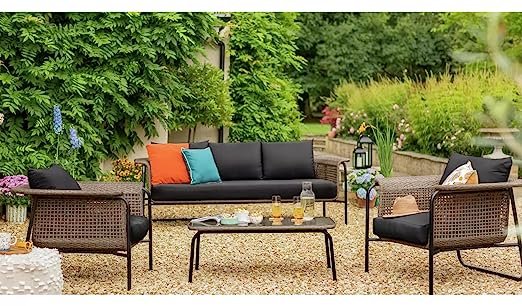 Devoko 5 Seater Outdoor Lounge Sofa - Center Table - Patio/Garden