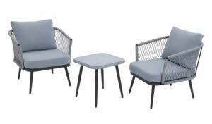 Rope Chairs with Cushions & Center Table (Grey)