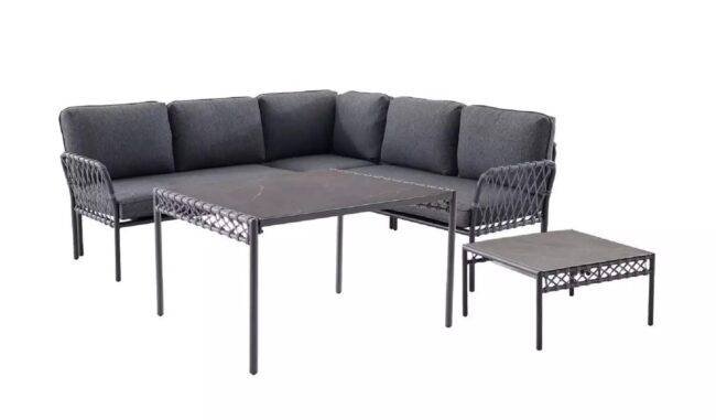 DEVOKO Rope L-Shaped Conversation Sofa Set (Grey)