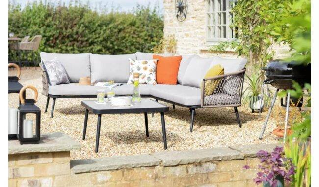 DEVOKO Rope L-Shape Sofa Set (Grey)