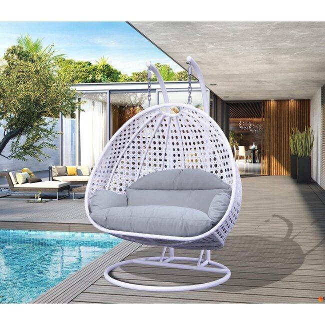 Double Seater Hanging Swing Chair (White & Grey)