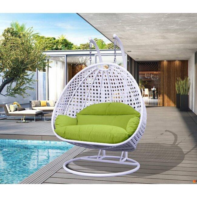 Swing Chair with Stand & Cushion (Light Green/White)