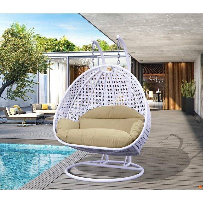 Double Seater Hanging Swing Chair (White/Cream)