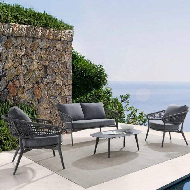 DEVOKO Bistro Set 4-Piece (Grey)