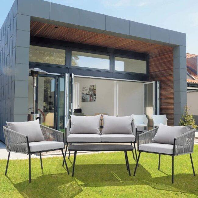 DEVOKO Patio Furniture Set 4-Piece (Grey)