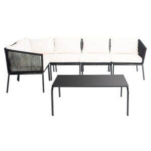 DEVOKO Rope L Shape Sofa Set 3-Pcs (Black/White)