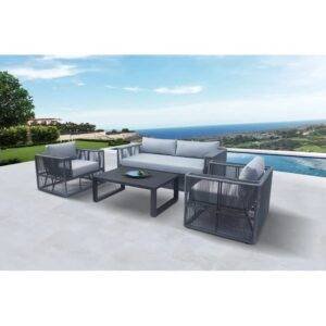DEVOKO Unique Design Rope Bistro Set 4-Piece (Grey)