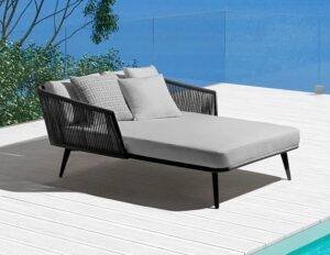 DEVOKO Patio Rope Daybed Set (Black/Grey)