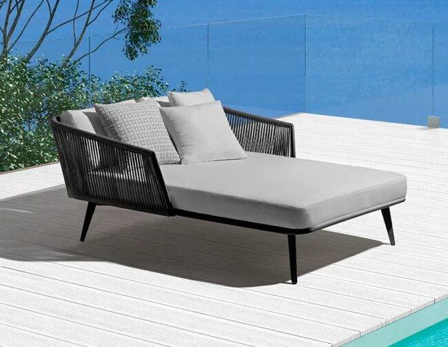DEVOKO Patio Rope Daybed Set (Black/Grey)