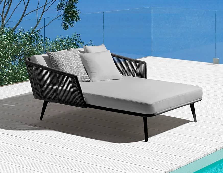 DEVOKO Patio Rope Daybed Set (Black/Grey)
