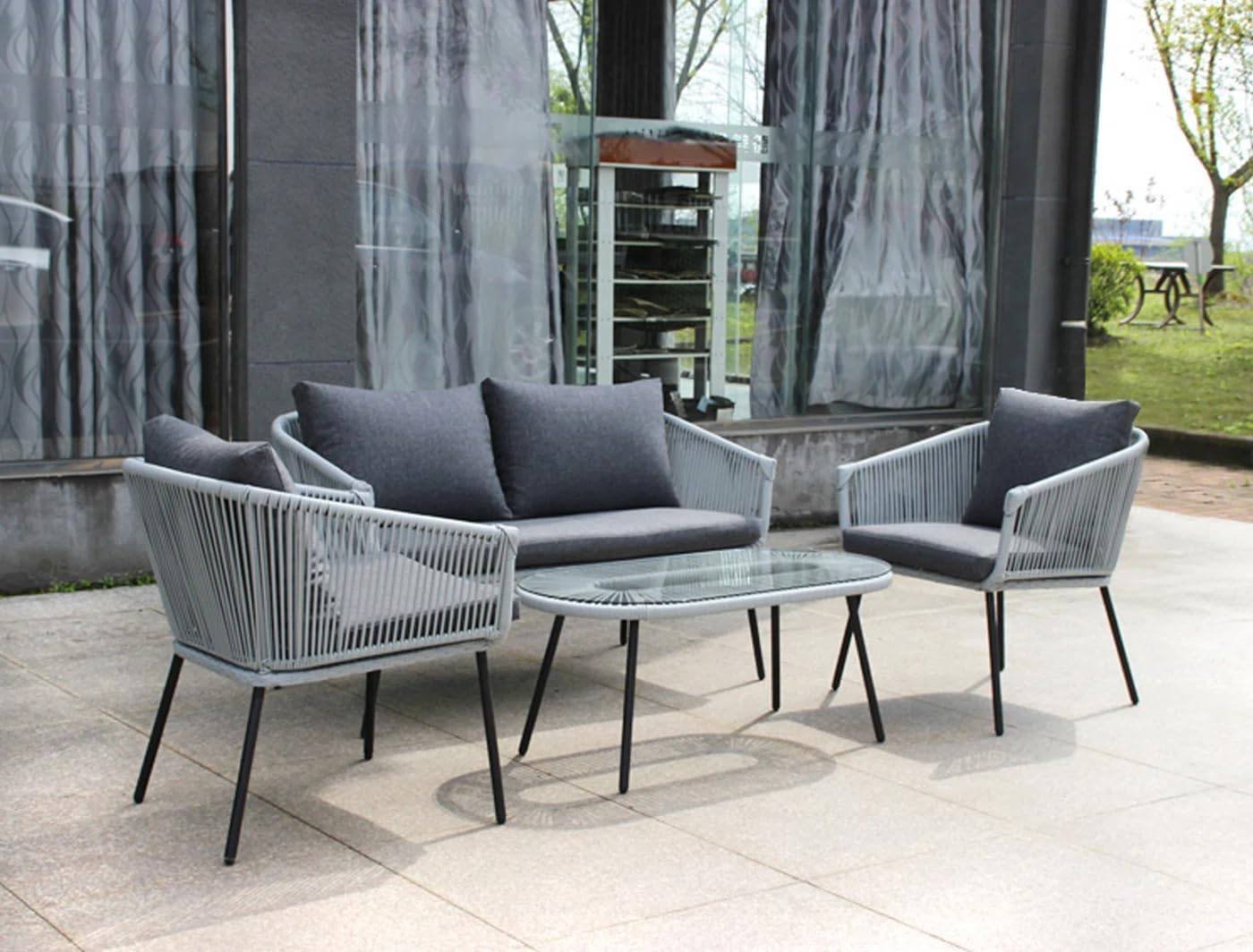 4-Piece Outdoor Patio Conversation Sofa Set (Grey)