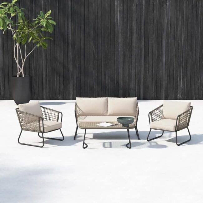4pc Patio Rope Set (Grey/Cream)