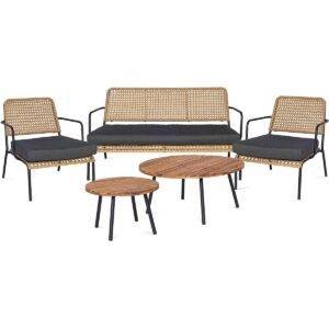 Wicker Loveseat Set (Beige and Black)