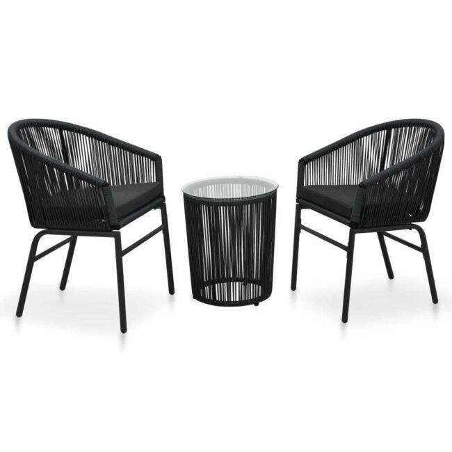 3-Piece Rope Patio Set (Black)