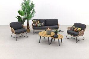Bistro Loveseat Set Rope(Beige and Black)