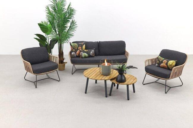 Bistro Loveseat Set Rope(Beige and Black)