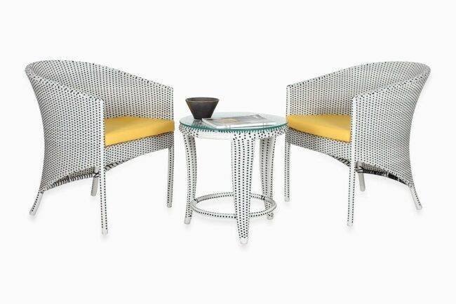 3-Piece Patio Bistro Set (White and Yellow)
