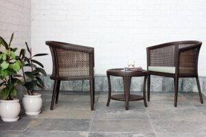 3-Piece Wicker Bistro Set (Brown and Grey)