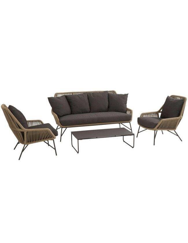 4-Piece Rope Conversation Set (Beige and Black)