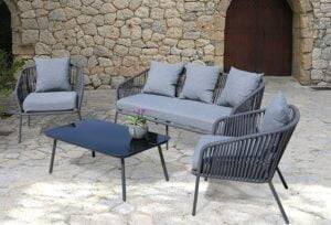 DEVOKO 5-Seater Grey Rope Sofa Set
